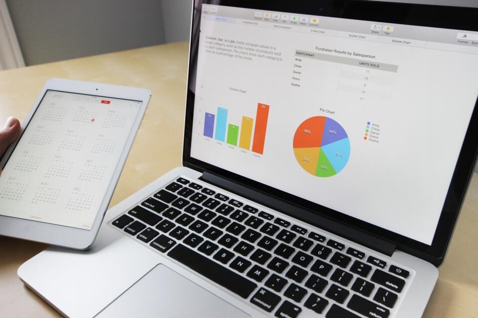 laptop and tablet showing cost analytics charts